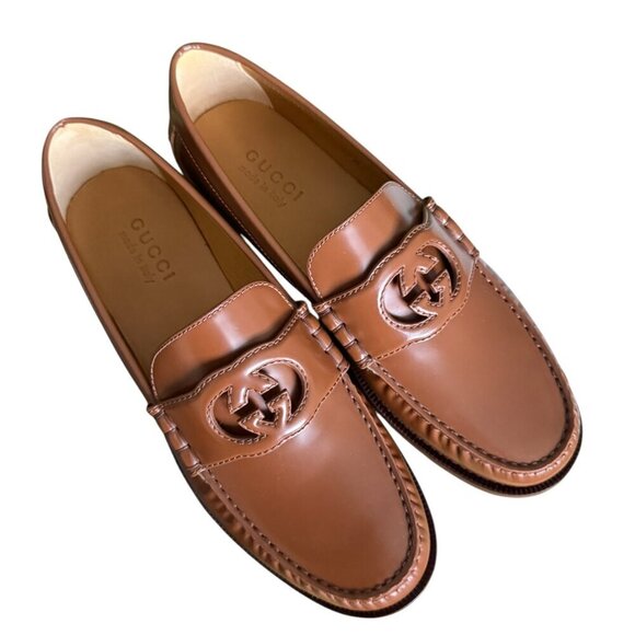 Gucci 738470 Mens Brown Leather Millennial Ribot GG Loafers Sz Gucci 11.5 - Picture 1 of 12